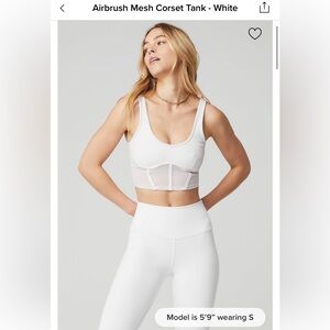 Alo Yoga Airbrush Mesh Corset Tank White. Size M.